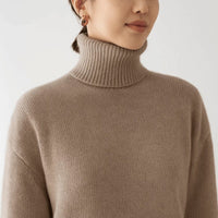 Women's Chunky Roll Neck Sweater | Oversized Relaxed Knit Fit Side