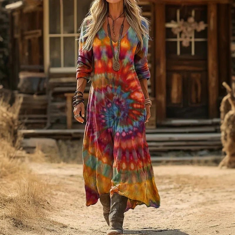 Women's Classic Long Sleeve Vintage Dress Side