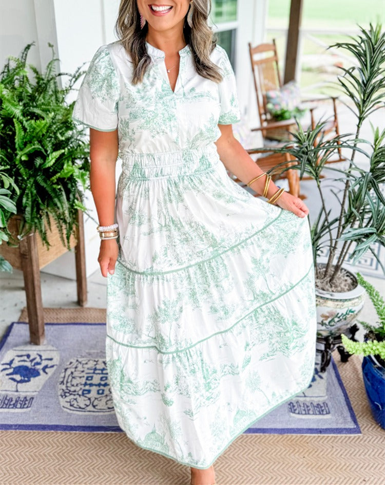 Women's Classic Toile Tiered Maxi Dress - angle
