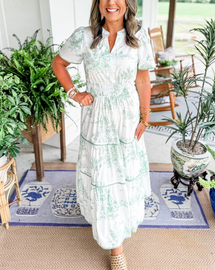 Women's Classic Toile Tiered Maxi Dress - close-up