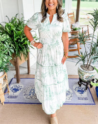 Women's Classic Toile Tiered Maxi Dress - close-up