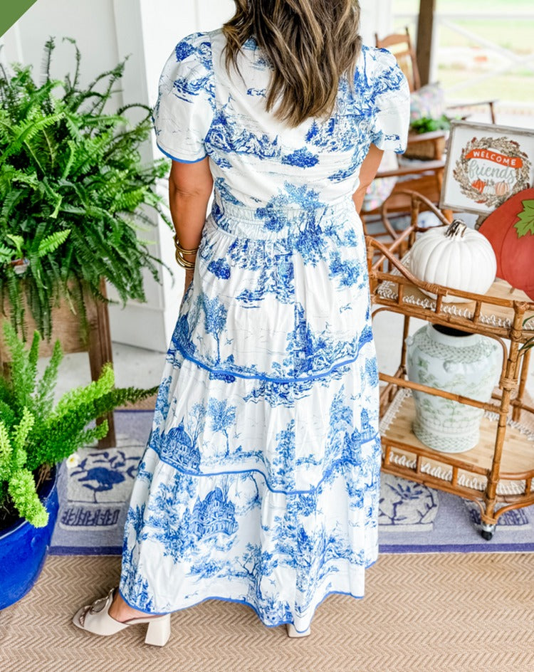 Women's Classic Toile Tiered Maxi Dress - detail
