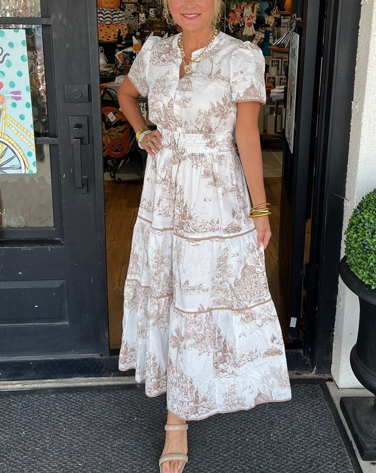 Women's Classic Toile Tiered Maxi Dress - hero