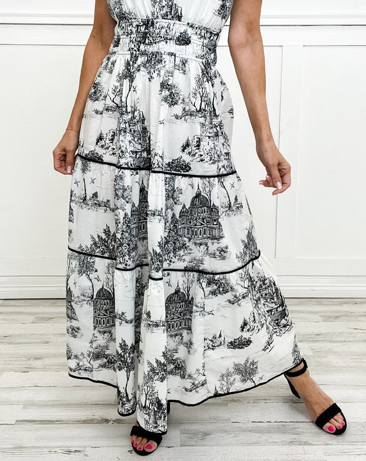 Women's Classic Toile Tiered Maxi Dress - look