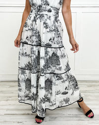 Women's Classic Toile Tiered Maxi Dress - look