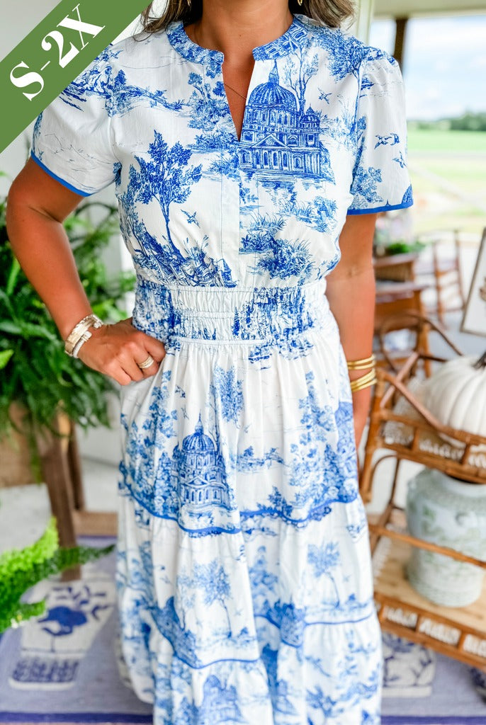 Women's Classic Toile Tiered Maxi Dress - side