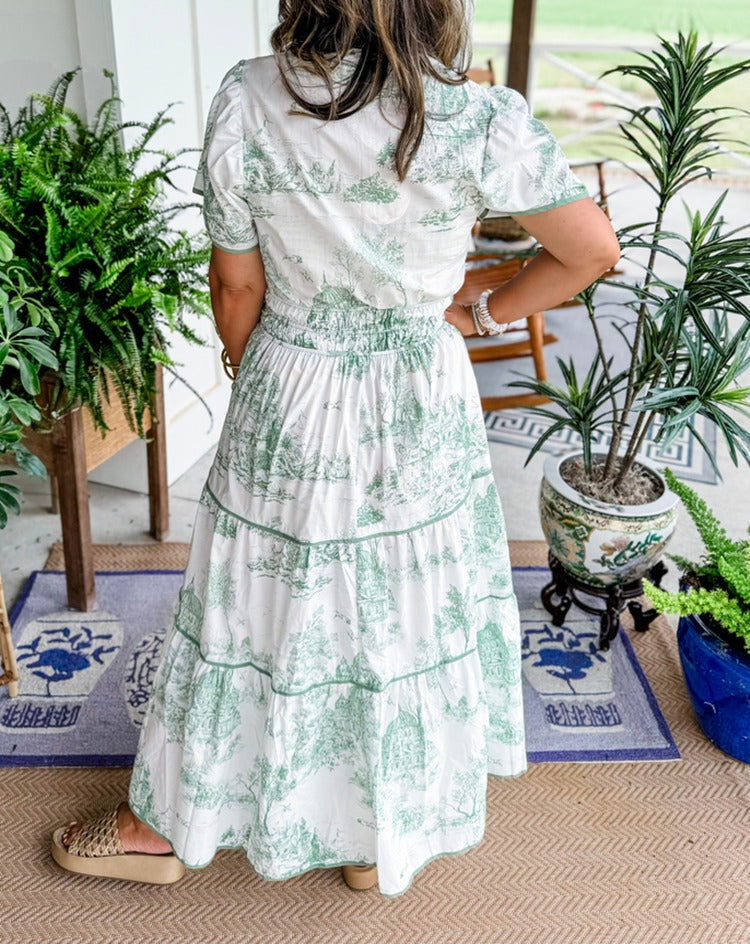 Women's Classic Toile Tiered Maxi Dress - view