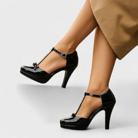 Women's Comfortable Heels | T Bar Platform - close-up