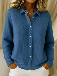 Women's Cozy Knit Cardigan | Elegant Longline Button Front Side