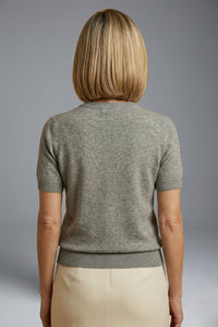 Women's Crew Neck Ribbed Knit Top with Relaxed Fit Side