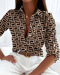 Women's Elegant Abstract Print Blouse - front