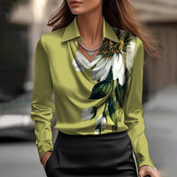 Women's Elegant Draped Neckline Satin Blouse Close Up