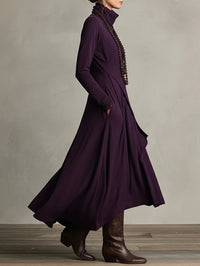 Women's Elegant High Neck Long Sleeve Maxi Dress - angle