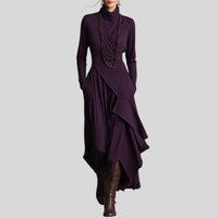 Women's Elegant High Neck Long Sleeve Maxi Dress - hero