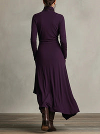 Women's Elegant High Neck Long Sleeve Maxi Dress - view