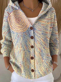 Women's Elegant Hooded Button Jumper | Soft Relaxed Fit Close Up