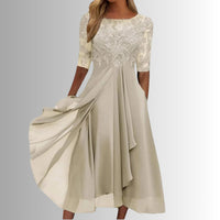 Women's Elegant Lace Dress | Midi - back