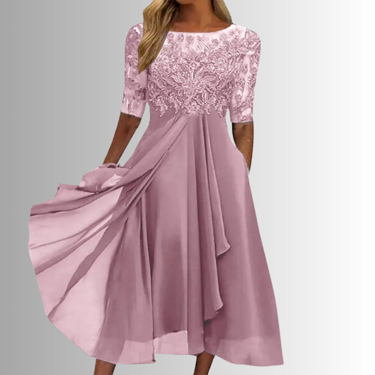 Women's Elegant Lace Dress | Midi - front