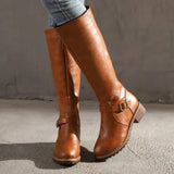 Women's Elegant Leather Boots | Knee-High Riding Zip Side