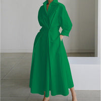 Women's Elegant Wrap Collar Maxi Dress | V-Neck Party Style Detail