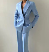 Women's Flared Blazer Set | High Waist Corset Three Piece Back