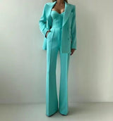 Women's Flared Blazer Set | High Waist Corset Three Piece