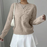 Women's Floral Appliqué Line Sweater | Soft Knit Feminine Fit
