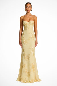 Women's Floral Embroidered Corset Cami Strap Wedding Guest Maxi Dress Hero
