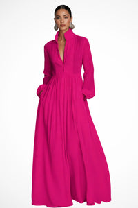 Women's Garden Party Maxi Dress | Button Front with Pockets Front