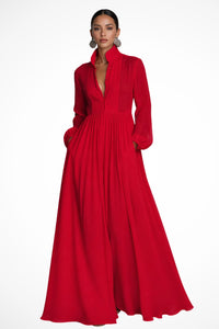 Women's Garden Party Maxi Dress | Button Front with Pockets Side