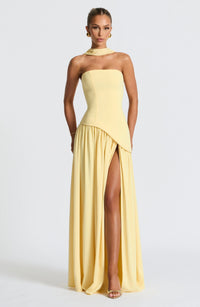 Women's Halterneck Maxi Dress | Wedding Guest High Split Draped Full