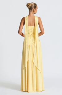 Women's Halterneck Maxi Dress | Wedding Guest High Split Draped View 11