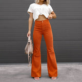 Women's High-Waist Corduroy Flare Trousers