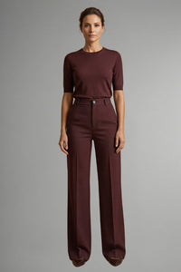 Women's High Waist Straight Leg Trousers | Pintuck Tailored Fit Front