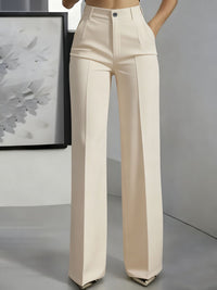 Women's High Waist Wide Leg Trousers | Center Seam Flare Fit Back