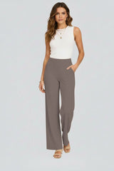 Women's High Waist Wide Leg Trousers with Side Pockets