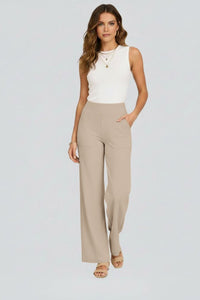 Women's High Waist Wide Leg Trousers with Side Pockets Lifestyle