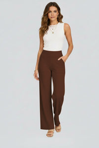Women's High Waist Wide Leg Trousers with Side Pockets View 12