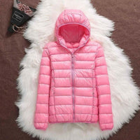 Women's Hooded Windproof Jacket | Fitted Puffer Rain Shield Back