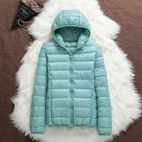 Women's Hooded Windproof Jacket | Fitted Puffer Rain Shield Detail