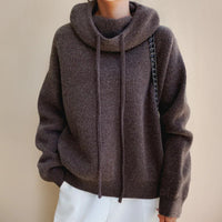 Women's Knit Hooded Sweater | Oversized Cowl Hood Relaxed Fit Hero