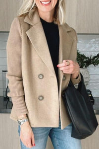 Women's Knit Sleeve Casual Blazer Coat Close Up