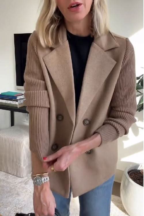 Women's Knit Sleeve Casual Blazer Coat Detail