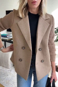 Women's Knit Sleeve Casual Blazer Coat Front