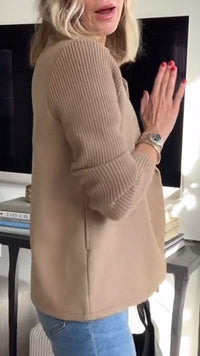Women's Knit Sleeve Casual Blazer Coat Side