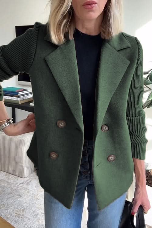 Women's Knit Sleeve Casual Blazer Coat View 11