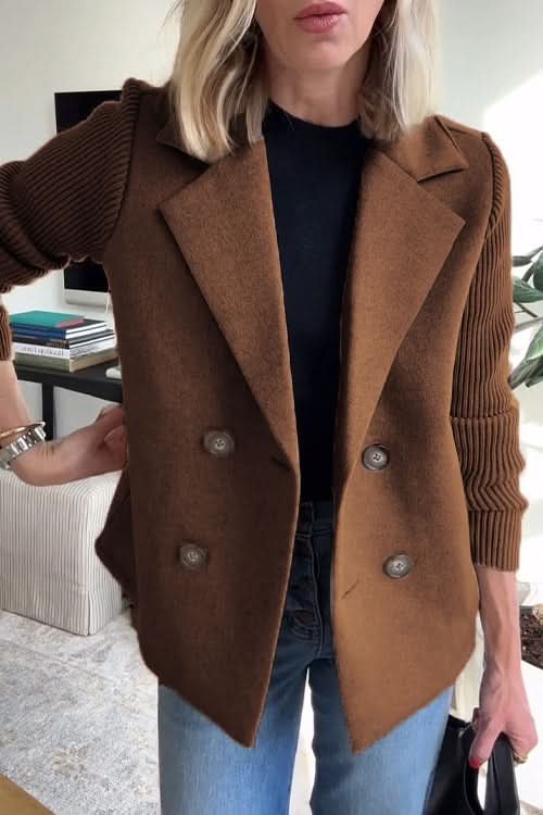 Women's Knit Sleeve Casual Blazer Coat View 12