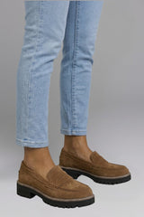 Women's Leather Lug Sole Loafers | Slip On Chunky Flat