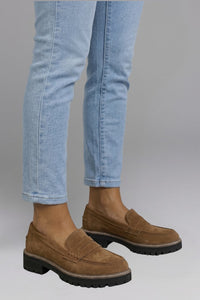 Women's Leather Lug Sole Loafers | Slip On Chunky Flat Back