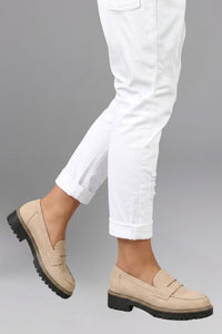 Women's Leather Lug Sole Loafers | Slip On Chunky Flat Lifestyle